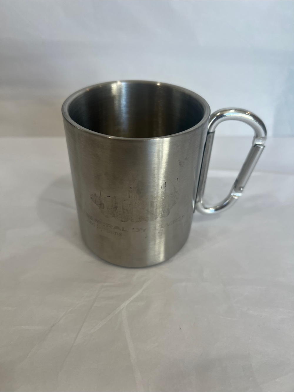 Stainless Steel Camping Mug with Carabiner Handle - Silver